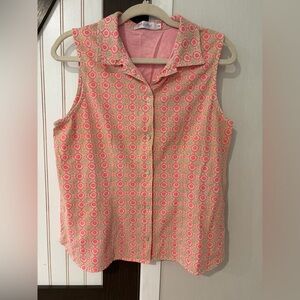 Pink and Orange Fresh Produce Geometric Sleeveless Top Size Medium